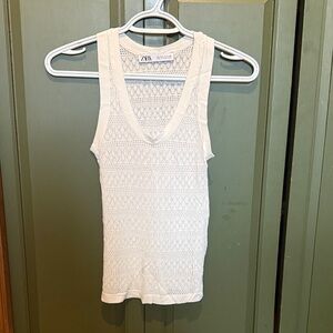 Zara Cream white Crochet Tank Top Small